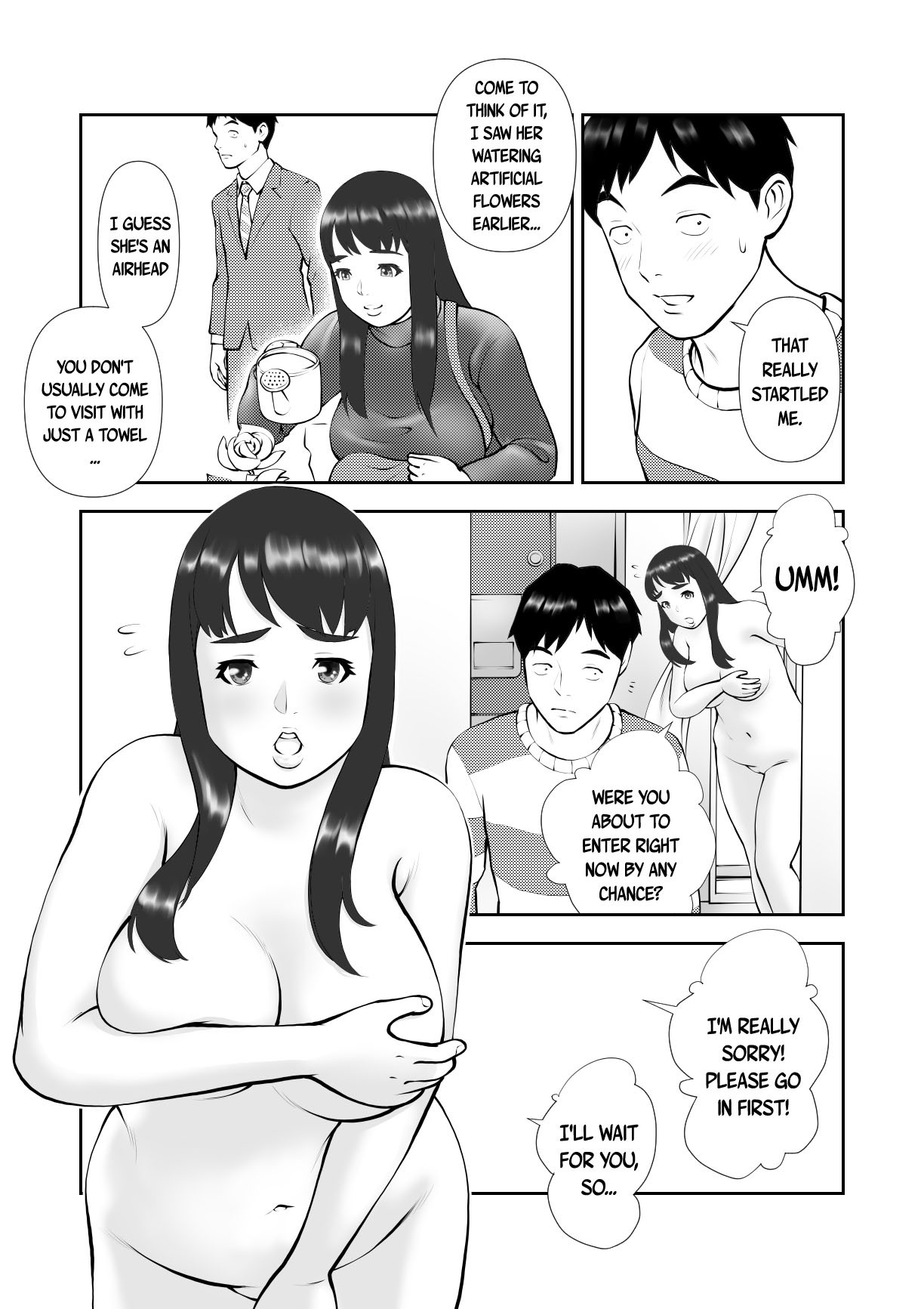 Hentai Manga Comic-My Plump Airheaded Neighbor Came Over To Use My Bath-Read-5